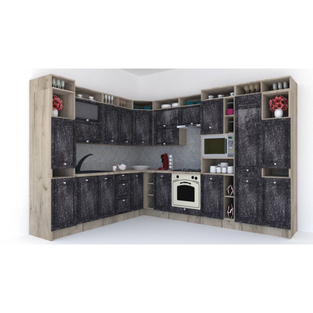 Bucatarie de Colt LEEA ART CORNER FRONT MDF CANYON 260-320 DR. K002 / decor 267
