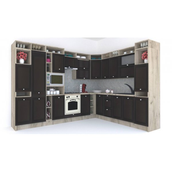 Bucatarie de Colt LEEA ART CORNER FRONT MDF CANYON 260-320 ST. K002 / decor 244