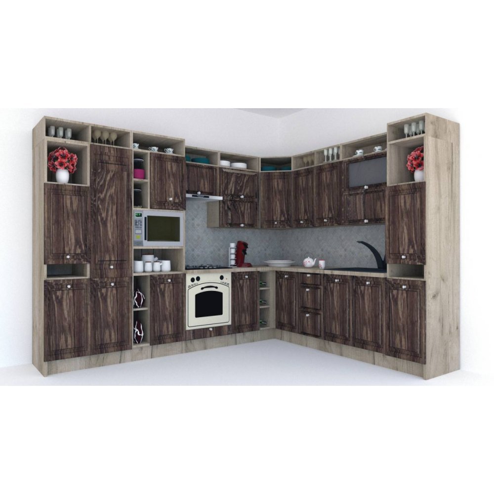 Bucatarie de Colt LEEA ART CORNER FRONT MDF CANYON 260-320 ST. K002 / decor 264