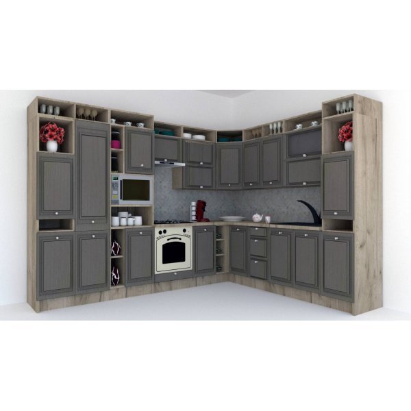 Bucatarie de Colt LEEA ART CORNER FRONT MDF CANYON 260-320 ST. K002 / decor 265