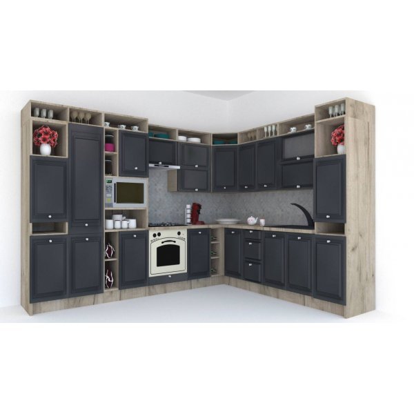 Bucatarie de Colt LEEA ART CORNER FRONT MDF CANYON 260-320 ST. K002 / decor 266