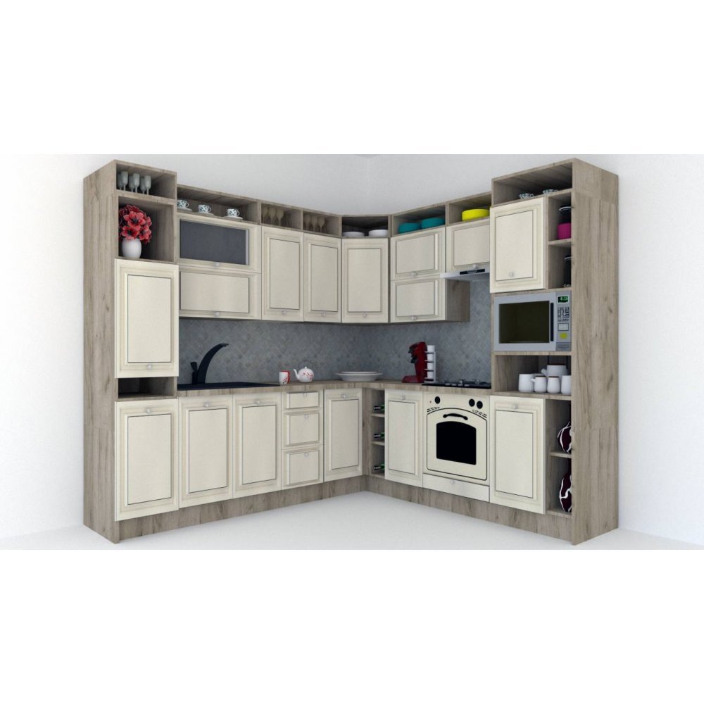 Bucatarie de Colt LEEA ART CORNER FRONT MDF CANYON 240-260 DR. K002 / decor 242