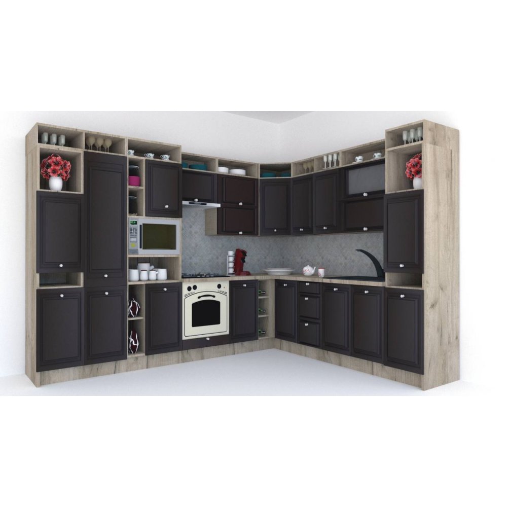 Bucatarie de Colt LEEA ART CORNER FRONT MDF FRESCO 260-320 ST. K002 / decor 176