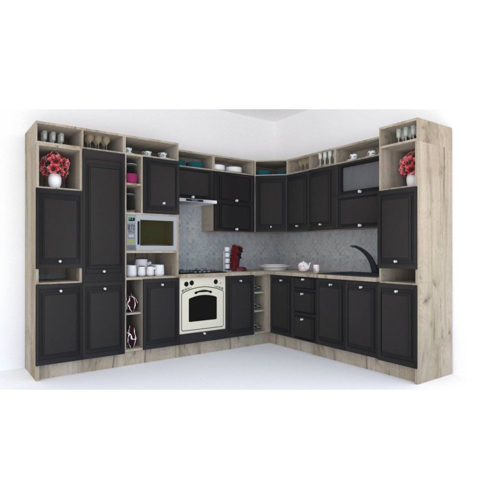 Bucatarie de Colt LEEA ART CORNER FRONT MDF FRESCO 260-320 ST. K002 / decor 225