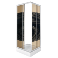 Cabina de dus Pico 80 cu cada si sticla in dungi negre