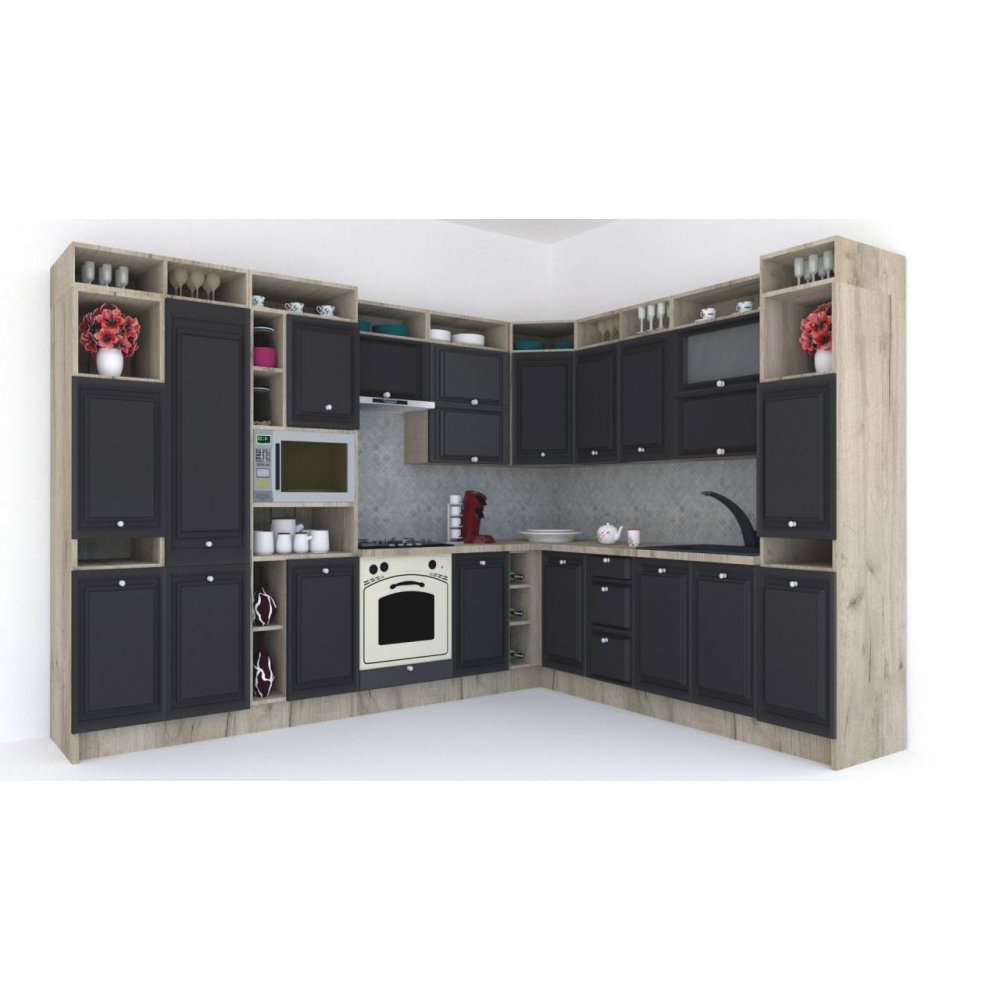 Bucatarie de Colt LEEA ART CORNER FRONT MDF SPARX 260-320 ST. K002 / decor 258 Bucatarie de Colt LEEA ART CORNER FRONT MDF SPARX 260-320 ST. K002 / decor 258