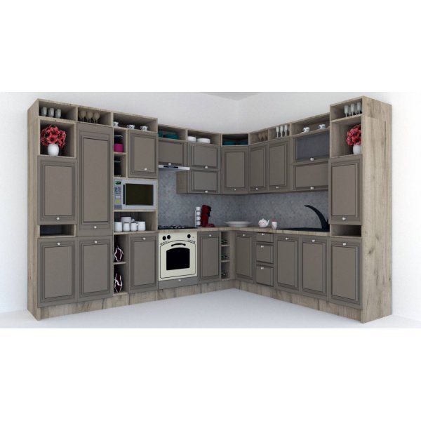 Bucatarie de Colt LEEA ART CORNER FRONT MDF ELBA 260-320 ST. K002 / decor 200