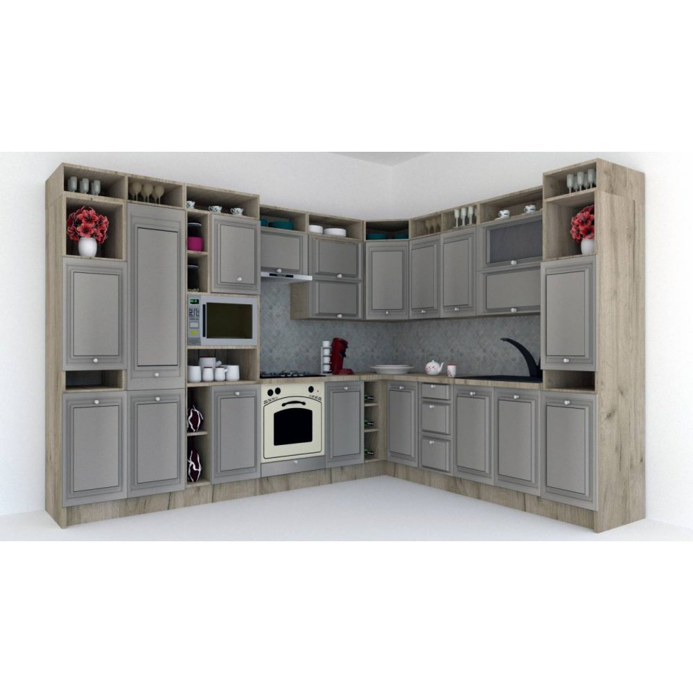 Bucatarie de Colt LEEA ART CORNER FRONT MDF ELBA 260-320 ST. K002 / decor 210