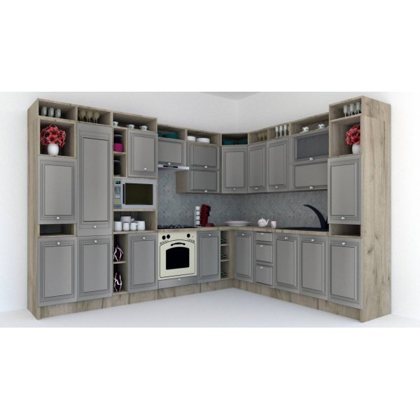 Bucatarie de Colt LEEA ART CORNER FRONT MDF ELBA 260-320 ST. K002 / decor 210