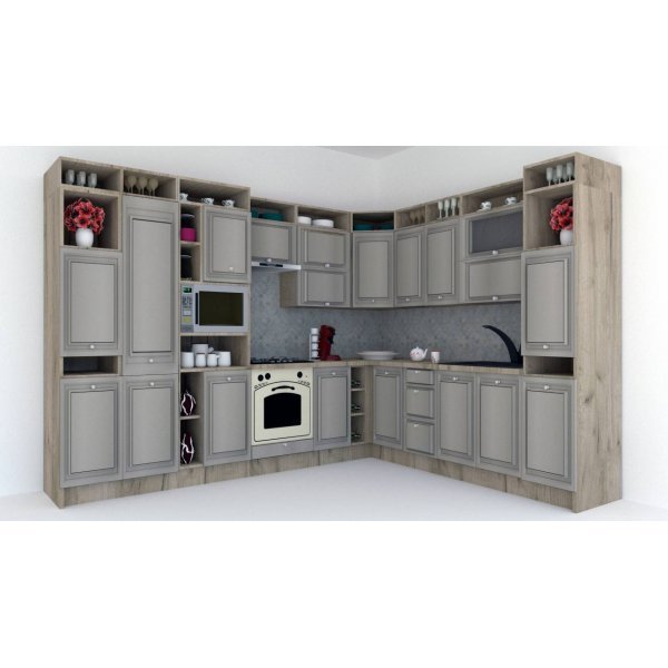 Bucatarie de Colt LEEA ART CORNER FRONT MDF ELBA 260-320 ST. K002 / decor 227