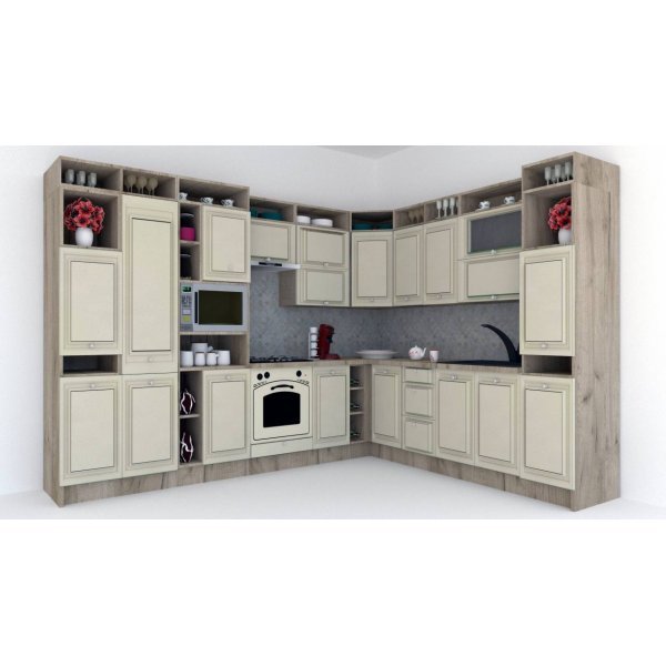 Bucatarie de Colt LEEA ART CORNER FRONT MDF ELBA 260-320 ST. K002 / decor 232