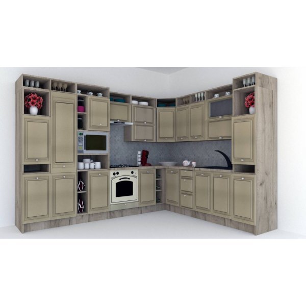 Bucatarie de Colt LEEA ART CORNER FRONT MDF ELBA 260-320 ST. K002 / decor 243