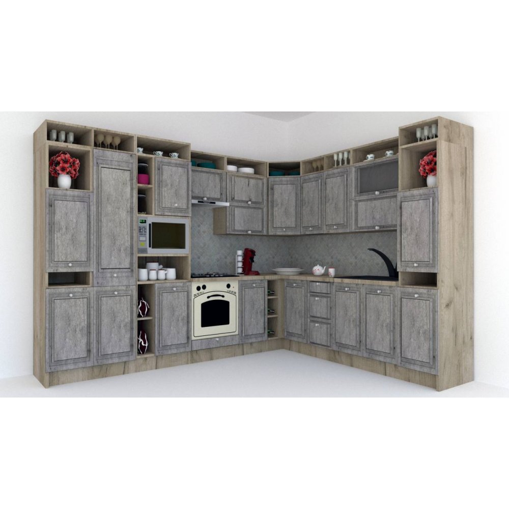 Bucatarie de Colt LEEA ART CORNER FRONT MDF ELBA 260-320 ST. K002 / decor 246
