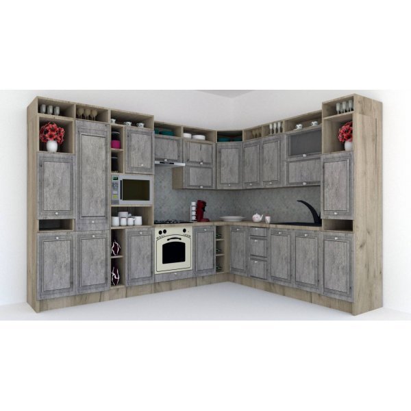 Bucatarie de Colt LEEA ART CORNER FRONT MDF ELBA 260-320 ST. K002 / decor 246