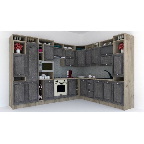 Bucatarie de Colt LEEA ART CORNER FRONT MDF ELBA 260-320 ST. K002 / decor 247