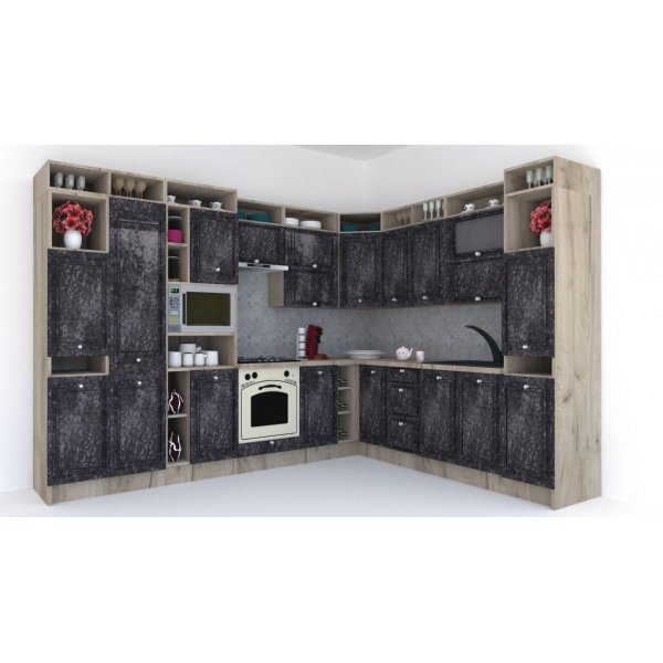 Bucatarie de Colt LEEA ART CORNER FRONT MDF ELBA 260-320 ST. K002 / decor 267