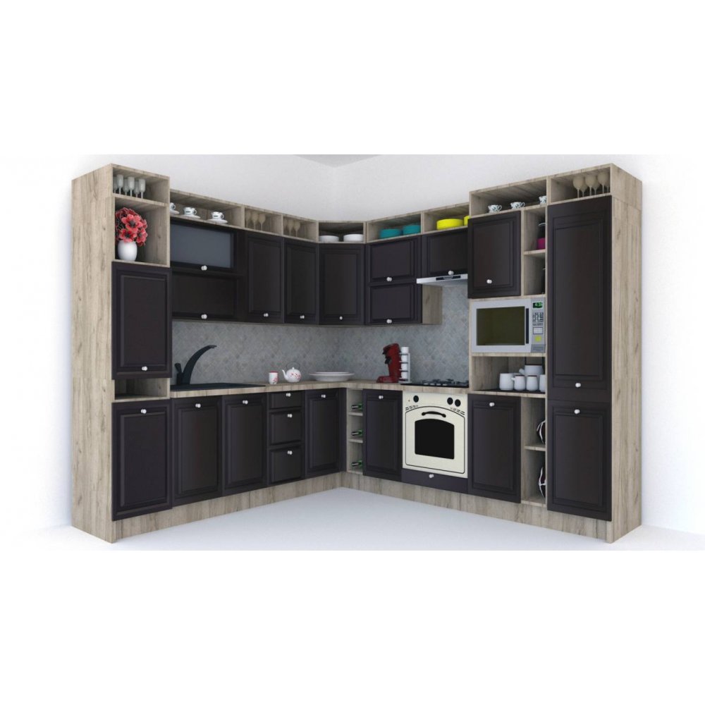 Bucatarie de Colt LEEA ART CORNER FRONT MDF CANYON 260-280 DR. K002 / decor 176