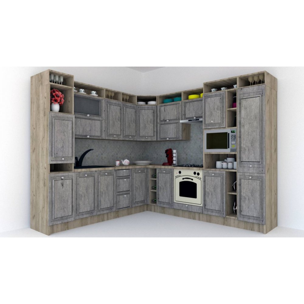 Bucatarie de Colt LEEA ART CORNER FRONT MDF CANYON 260-280 DR. K002 / decor 246