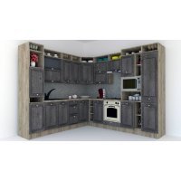 Bucatarie de Colt LEEA ART CORNER FRONT MDF CANYON 260-280 DR. K002 / decor 247