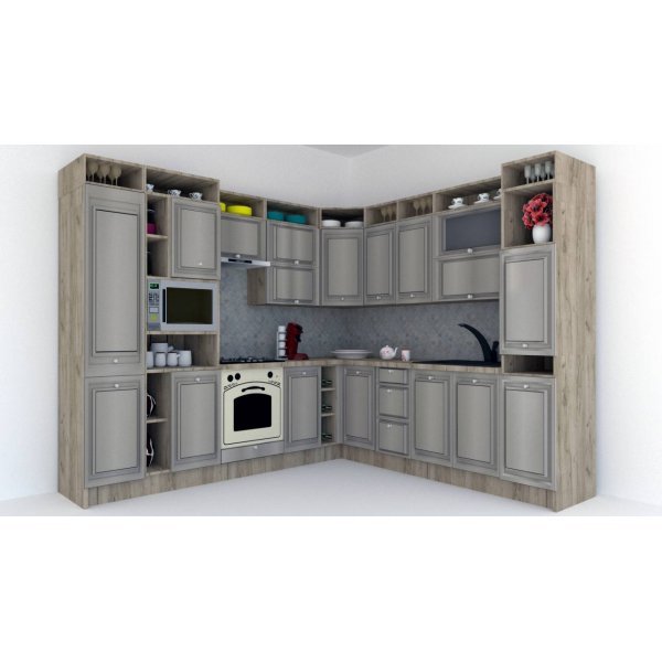 Bucatarie de Colt LEEA ART CORNER FRONT MDF CANYON 260-280 ST. K002 / decor 227