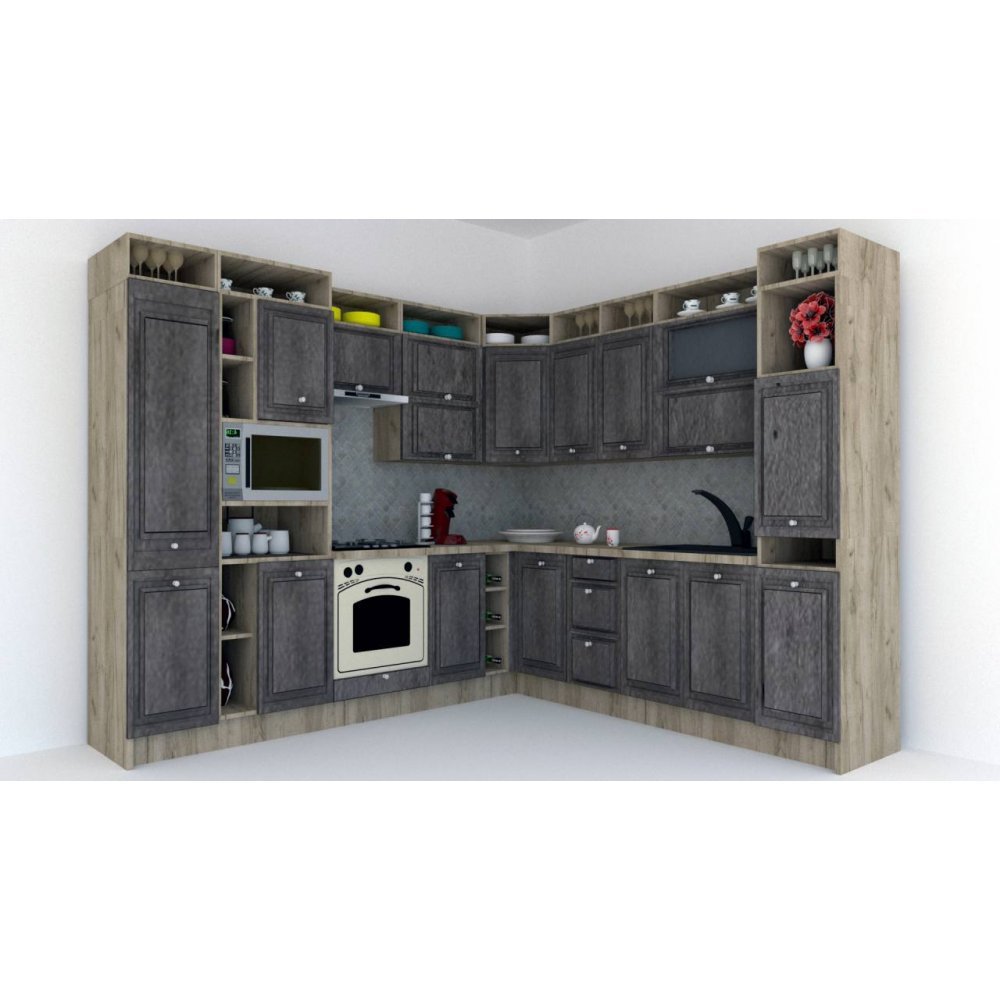 Bucatarie de Colt LEEA ART CORNER FRONT MDF CANYON 260-280 ST. K002 / decor 247