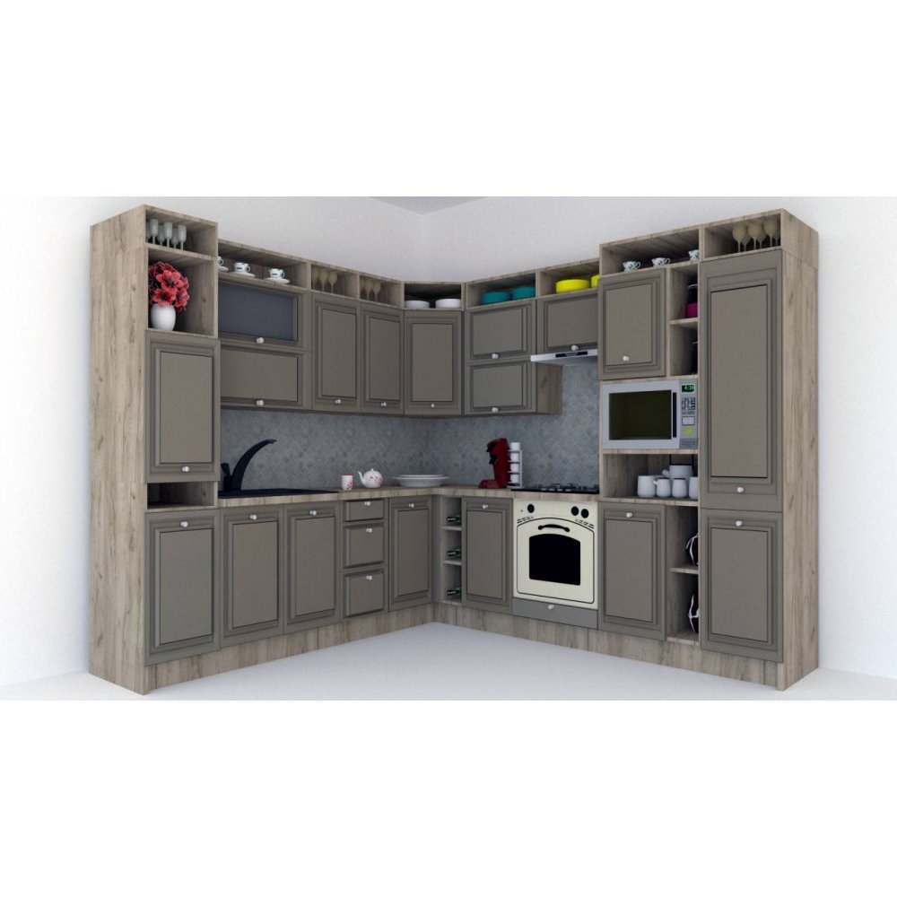 Bucatarie de Colt LEEA ART CORNER FRONT MDF FRESCO 260-280 DR. K002 / decor 200