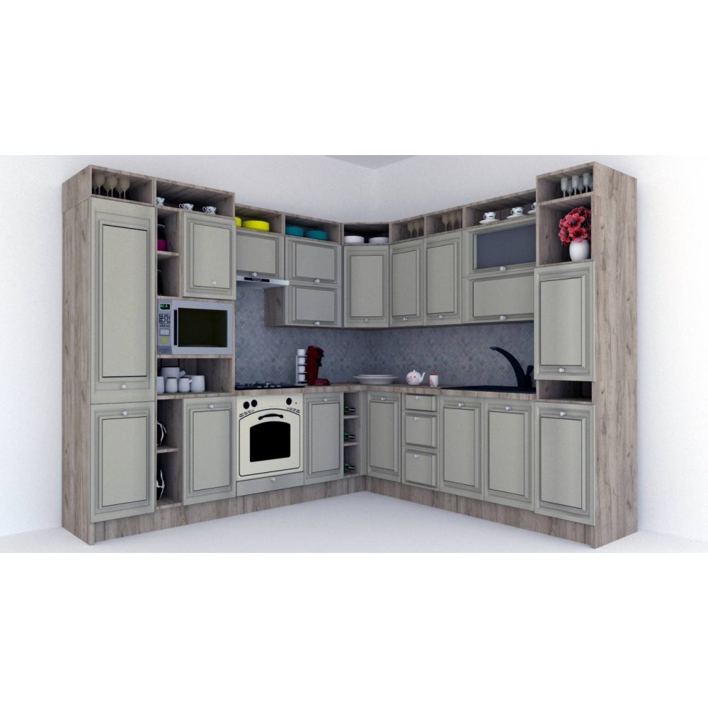 Bucatarie de Colt LEEA ART CORNER FRONT MDF FRESCO 260-280 ST. K002 / decor 161