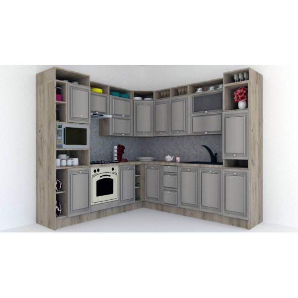 Bucatarie de Colt LEEA ART CORNER FRONT MDF CANYON 240-260 ST. K002 / decor 227