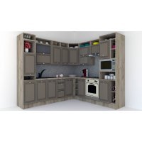Bucatarie de Colt LEEA ART CORNER FRONT MDF ELBA 240-260 DR. K002 / decor 200
