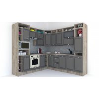 Bucatarie de Colt LEEA ART CORNER FRONT MDF ELBA 240-260 ST. K002 / decor 218