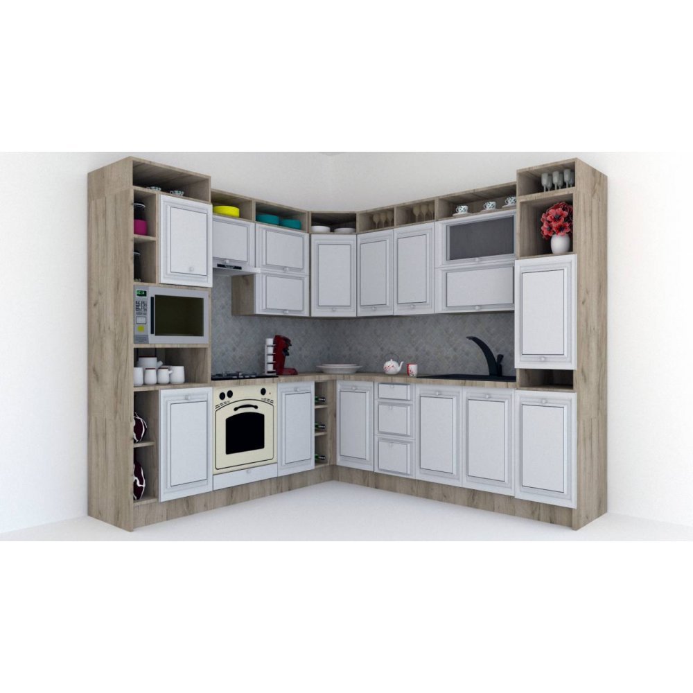 Bucatarie de Colt LEEA ART CORNER FRONT MDF ELBA 240-260 ST. K002 / decor 263 Bucatarie de Colt LEEA ART CORNER FRONT MDF ELBA 240-260 ST. K002 / decor 263