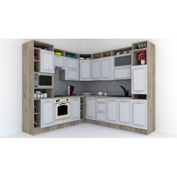 Bucatarie de Colt LEEA ART CORNER FRONT MDF ELBA 240-260 ST. K002 / decor 263