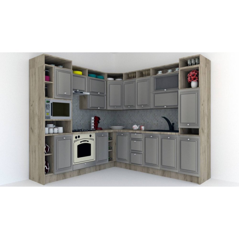 Bucatarie de Colt LEEA ART CORNER FRONT MDF FRESCO 240-260 ST. K002 / decor 210