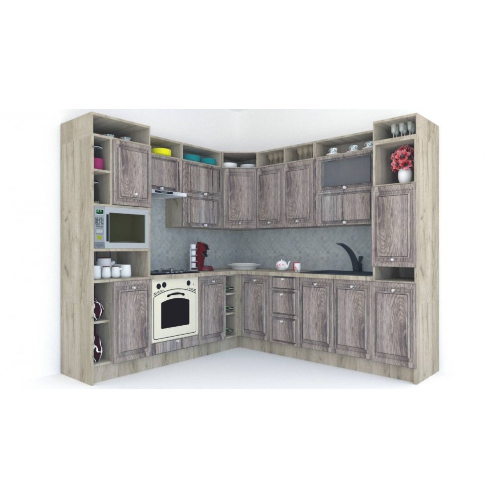 Bucatarie de Colt LEEA ART CORNER FRONT MDF FRESCO 240-260 ST. K002 / decor 213