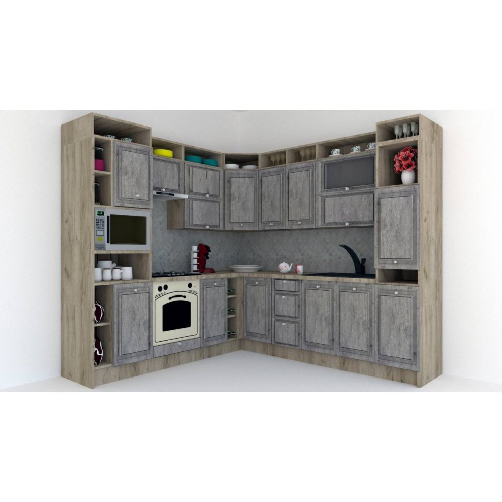 Bucatarie de Colt LEEA ART CORNER FRONT MDF FRESCO 240-260 ST. K002 / decor 246