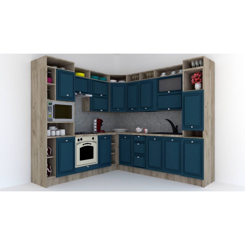 Bucatarie de Colt LEEA ART CORNER FRONT MDF FRESCO 240-260 ST. K002 / decor 259