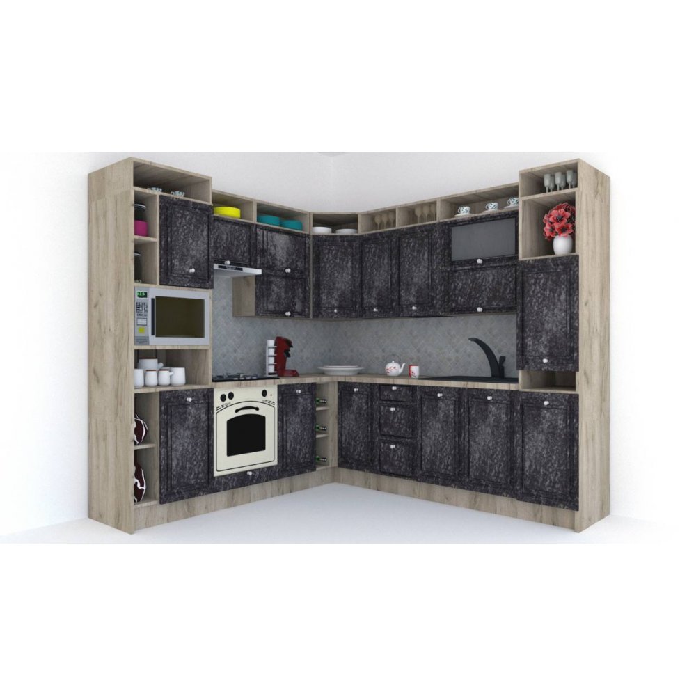 Bucatarie de Colt LEEA ART CORNER FRONT MDF FRESCO 240-260 ST. K002 / decor 267