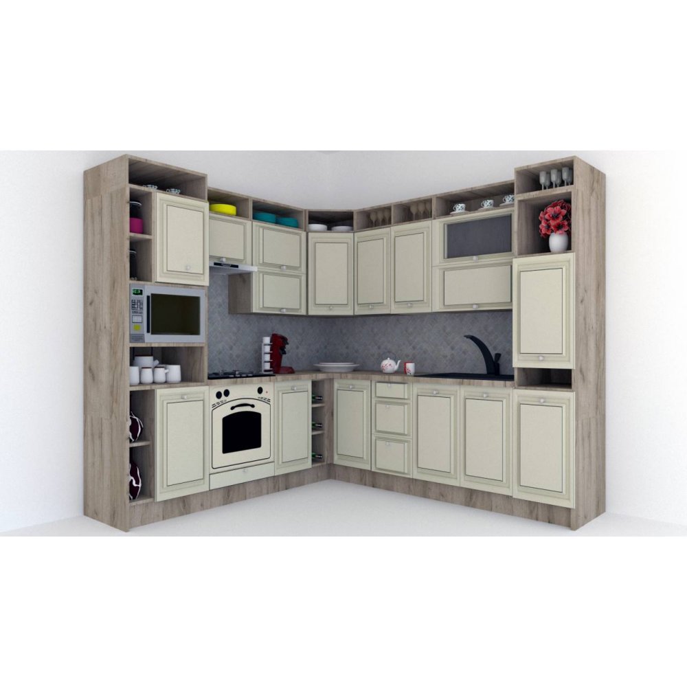 Bucatarie de Colt LEEA ART CORNER FRONT MDF SPARX 240-260 ST. K002 / decor 191