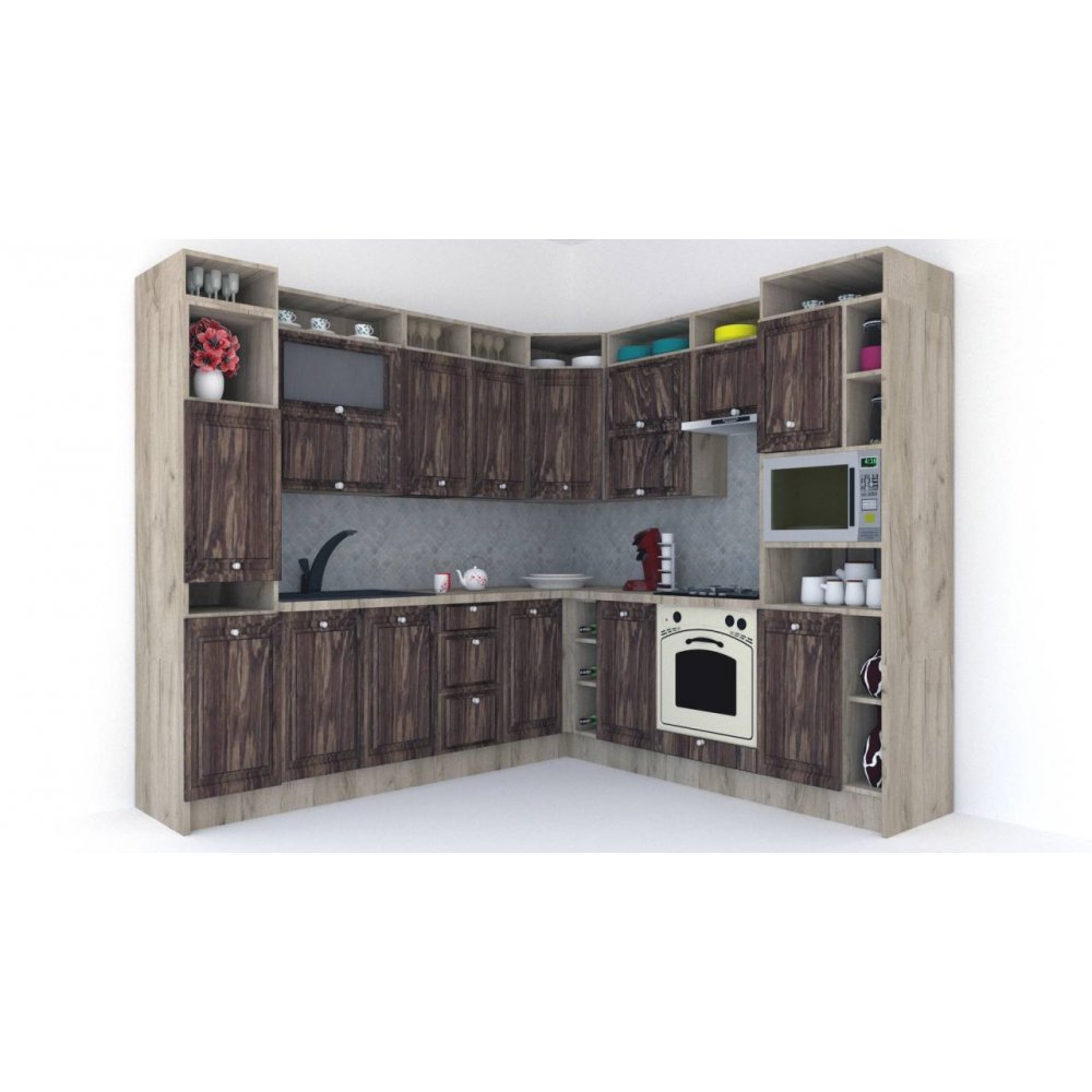 Bucatarie de Colt LEEA ART CORNER FRONT MDF STILE 240-260 DR. K002 / decor 264