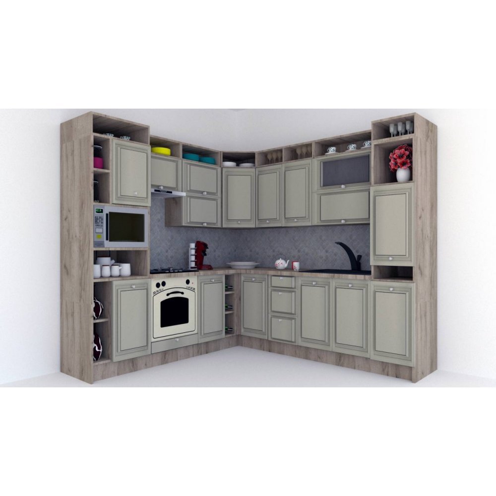 Bucatarie de Colt LEEA ART CORNER FRONT MDF STILE 240-260 ST. K002 / decor 161