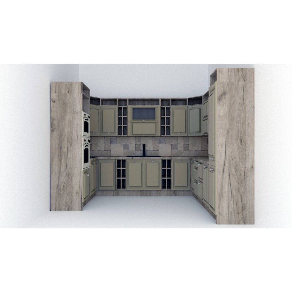 Bucatarie de Colt LEEA ART U FRONT MDF CANYON 180-330-240 BC K002 / decor 243
