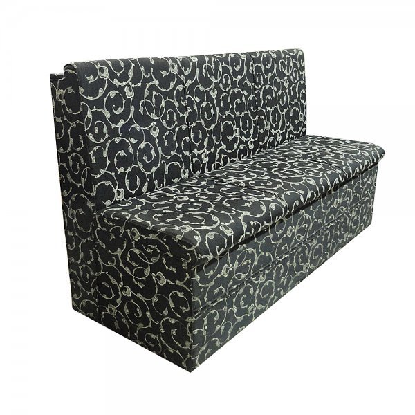 Banca Tapitata 3 Locuri, Negru /Imprimeu Alb, 140 x 62 x 95 cm