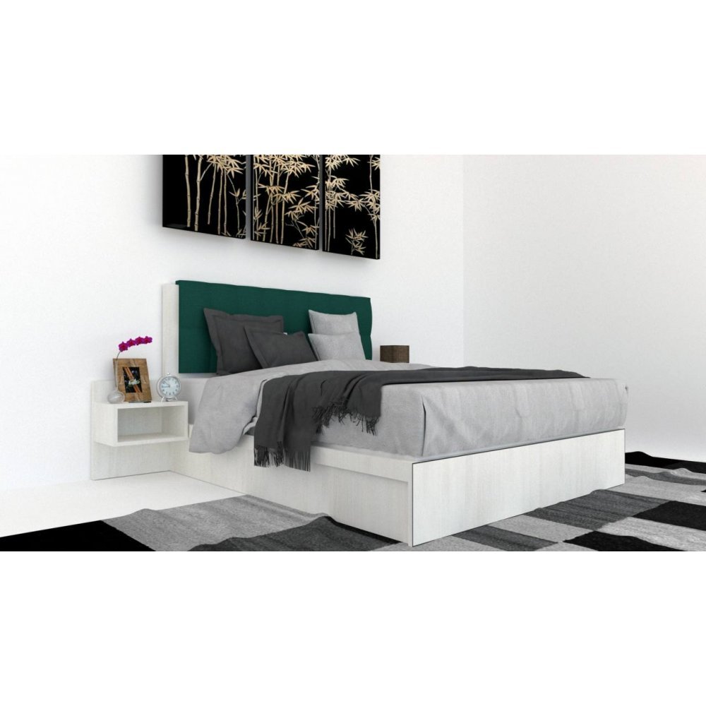 Pat Tapitat LEX 120 cu 2 noptiere, Decor 8508 / Kronos 04