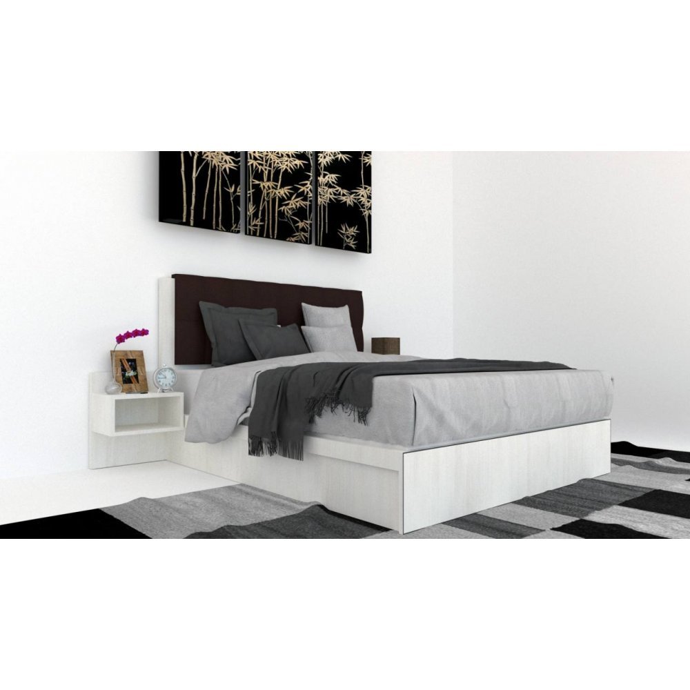 Pat Tapitat LEX 120 cu 2 noptiere, Decor 8508 / Kronos 06