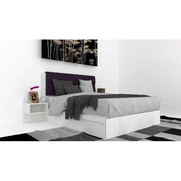 Pat Tapitat LEX 120 cu 2 noptiere, Decor 8508 / Malaga 13