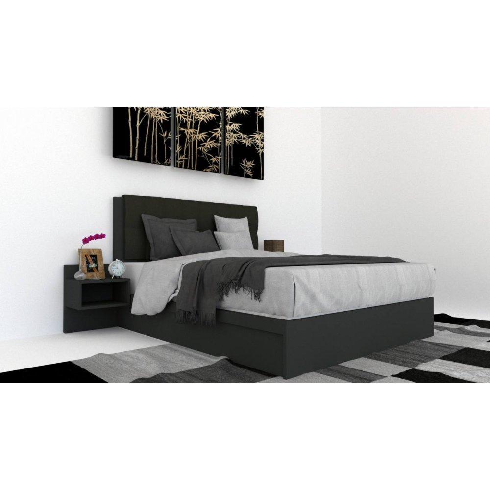 Pat Tapitat LEX 120 cu 2 noptiere, Decor 0164 / Kronos 34