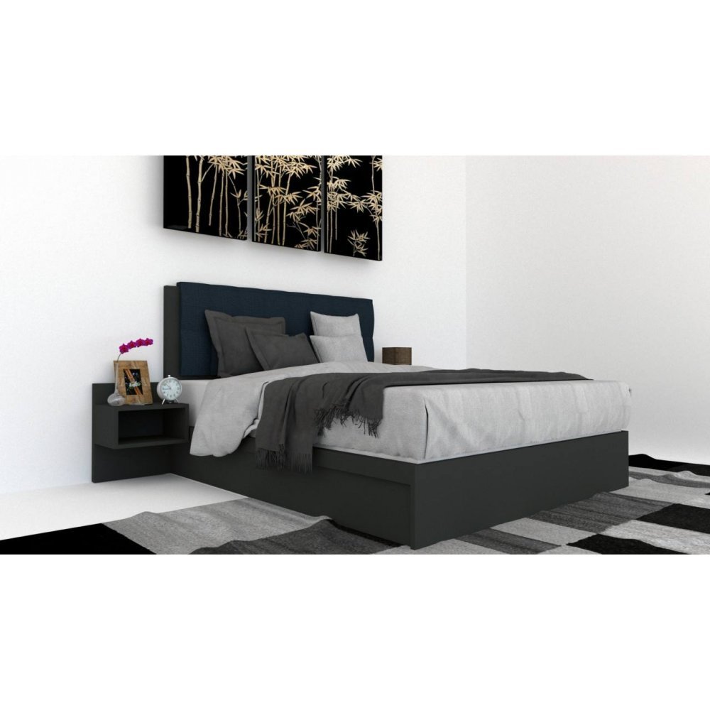 Pat Tapitat LEX 120 cu 2 noptiere, Decor 0164 / Peru 09