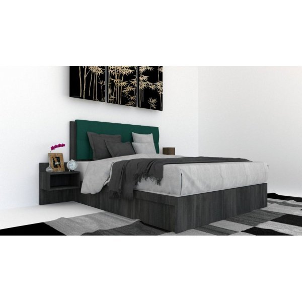 Pat Tapitat LEX 120 cu 2 noptiere, Decor 8509 / Kronos 04