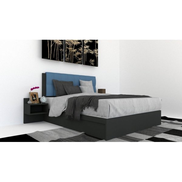 Pat Tapitat LEX 160 cu 2 noptiere, Decor 0164 / Aura 12