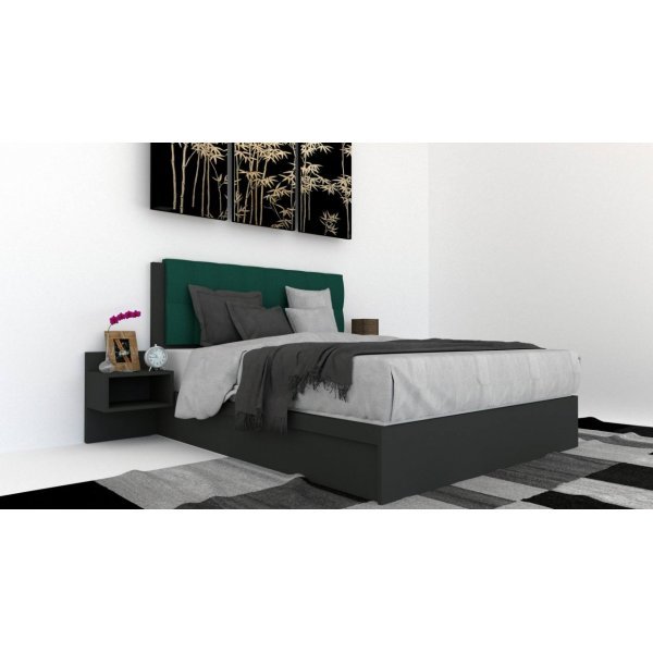 Pat Tapitat LEX 160 cu 2 noptiere, Decor 0164 / Kronos 04